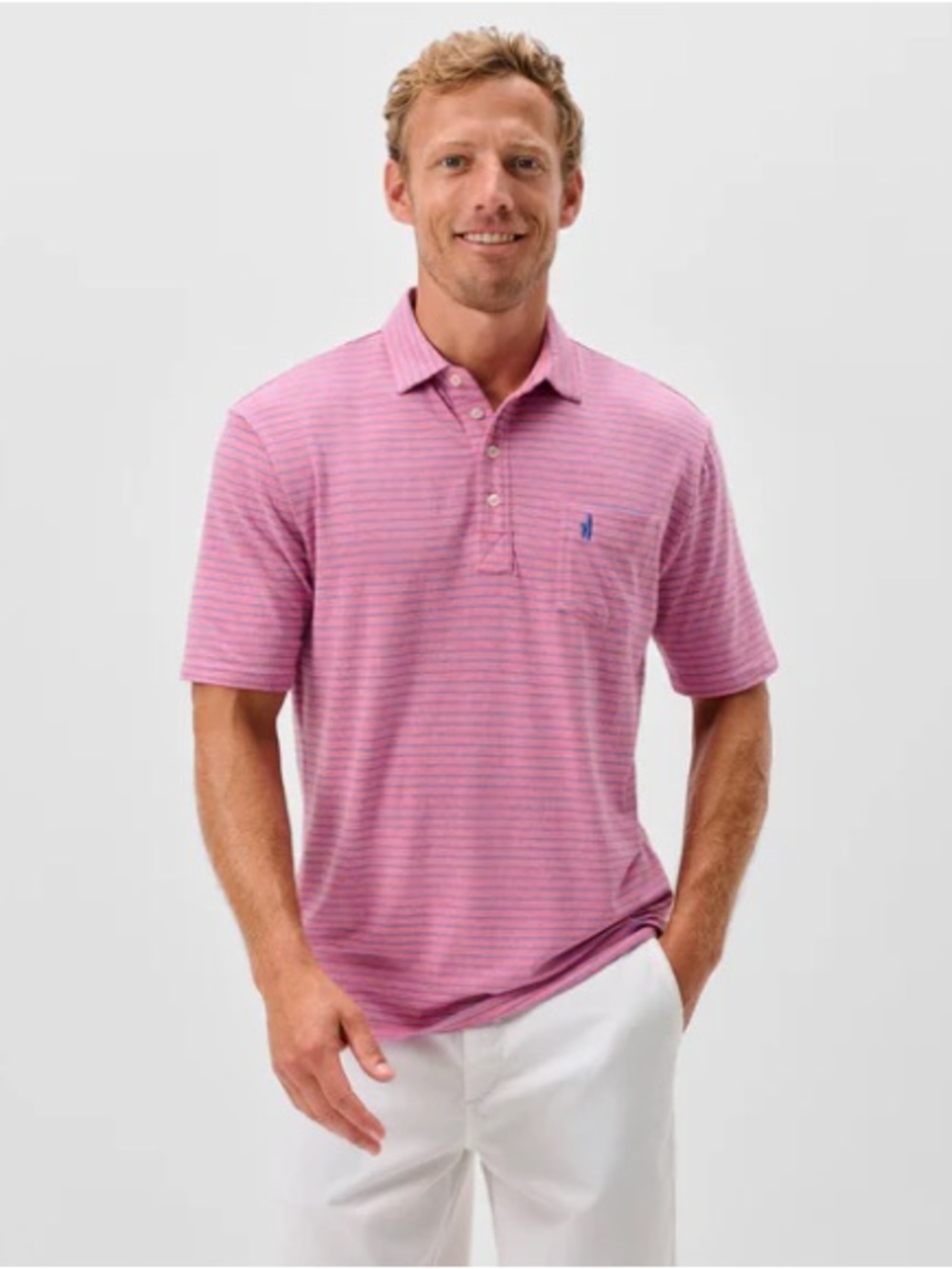 johnnie-O Pink Striped Polo